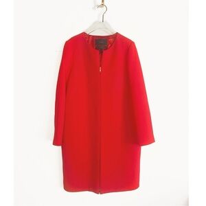 J. Crew Womens Red Wool Long Double Cloth Lady Day Coat Italy Womens size 10